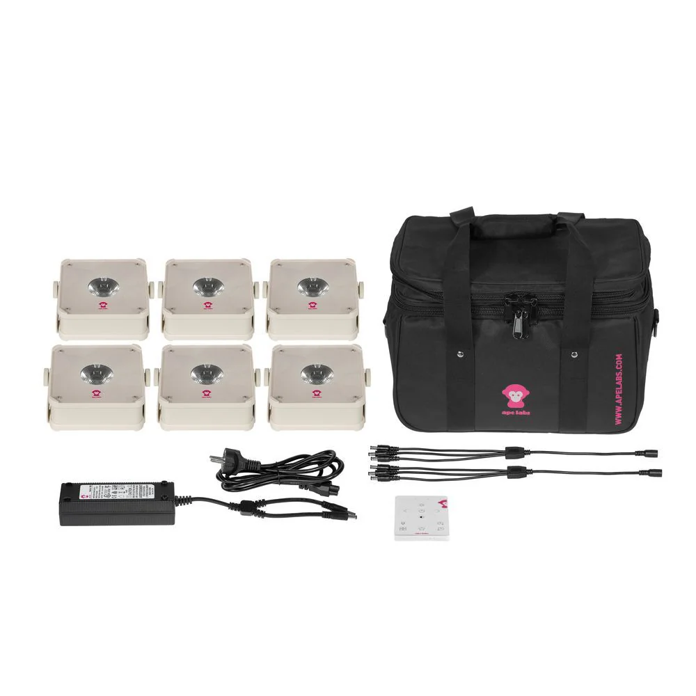 Ape Labs Apelight Mini V2 Tour Pack w/ 6x Compact Lights (Cream) inc Soft Bag
