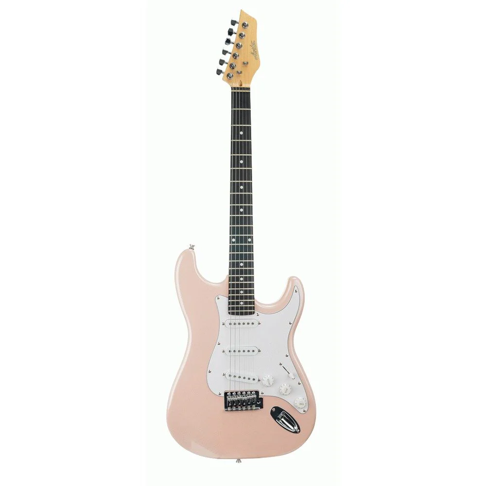 Ashton AG232PK SSS Electric Guitar w/ Gig Bag, Strap & Lead (Metallic Pink)
