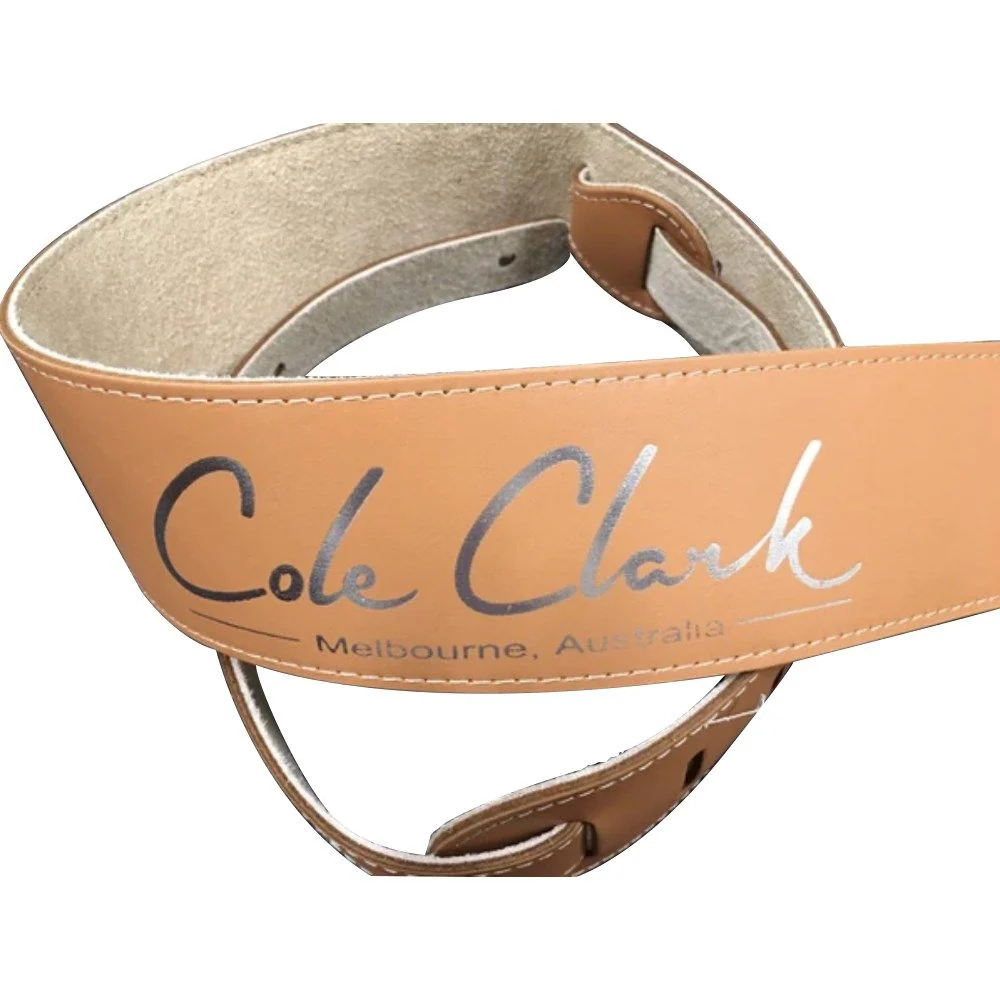 Cole Clark Leather Guitar Strap (Tan/Silver)