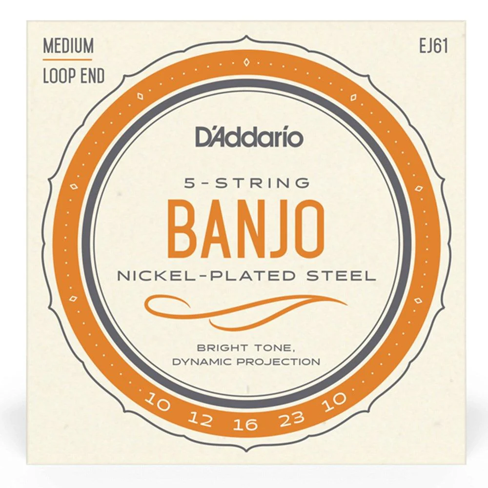 D'Addario EJ61 5-String Banjo Strings, Nickel, Medium, 10-23