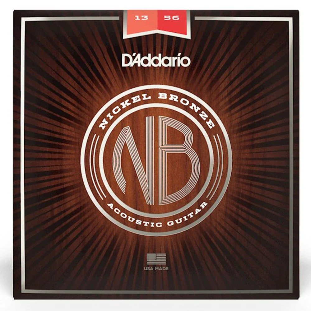 D'Addario NB1356 Nickel Bronze Acoustic Guitar Strings, Medium, 13-56