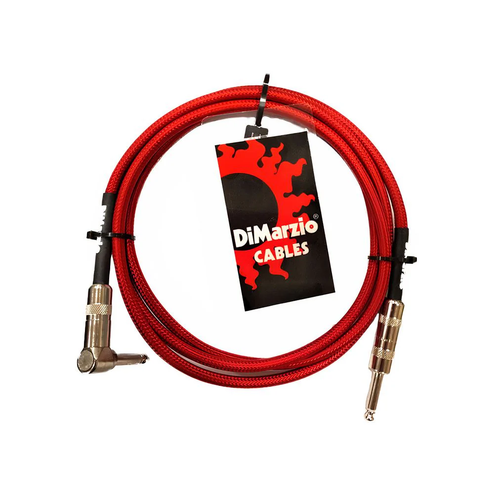 DiMarzio EP10R Righ-Angle Braided Guitar Cable (Red) (10ft)