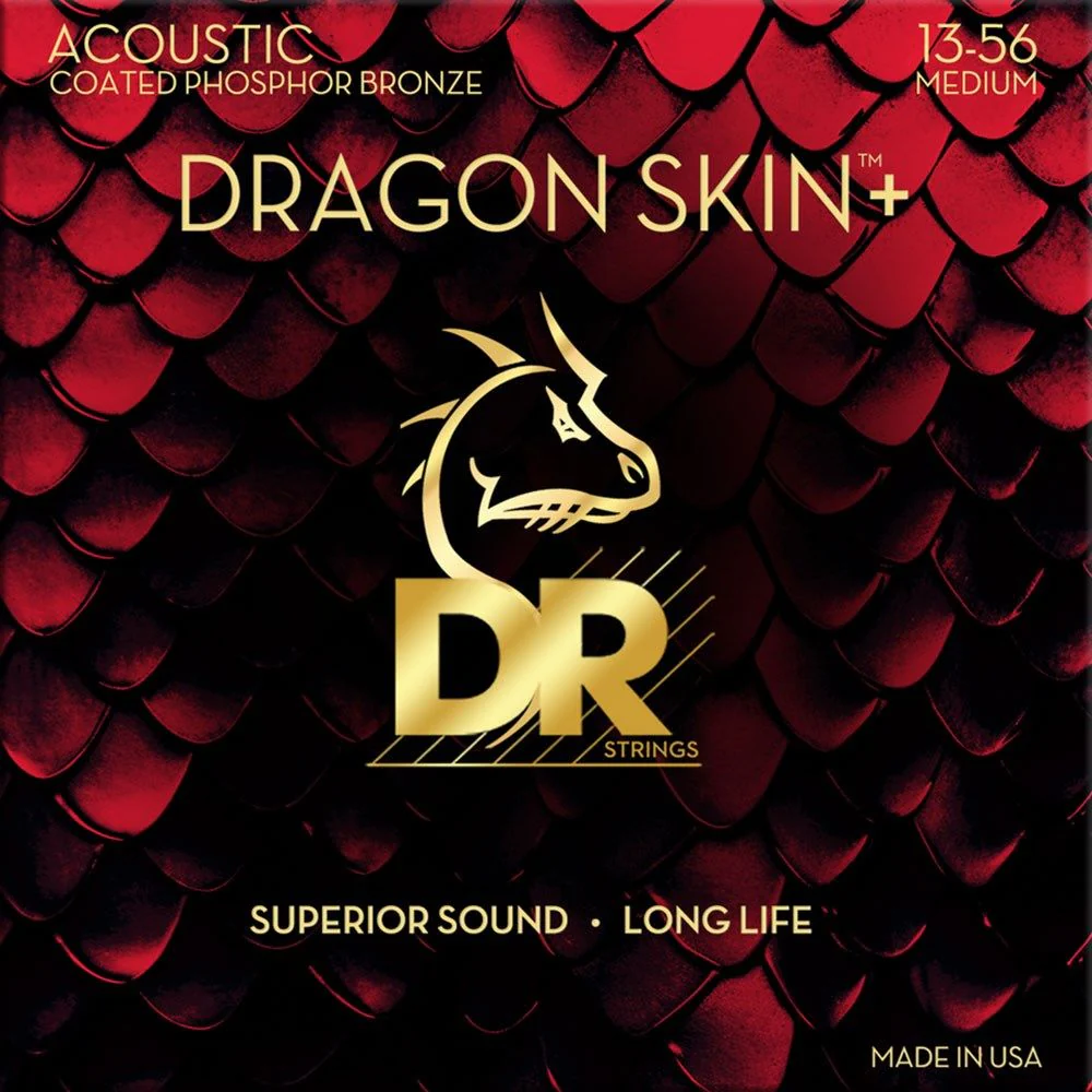 DR Dragon Skin + Phosphor Bronze Acoustic Guitar Strings (13-56)