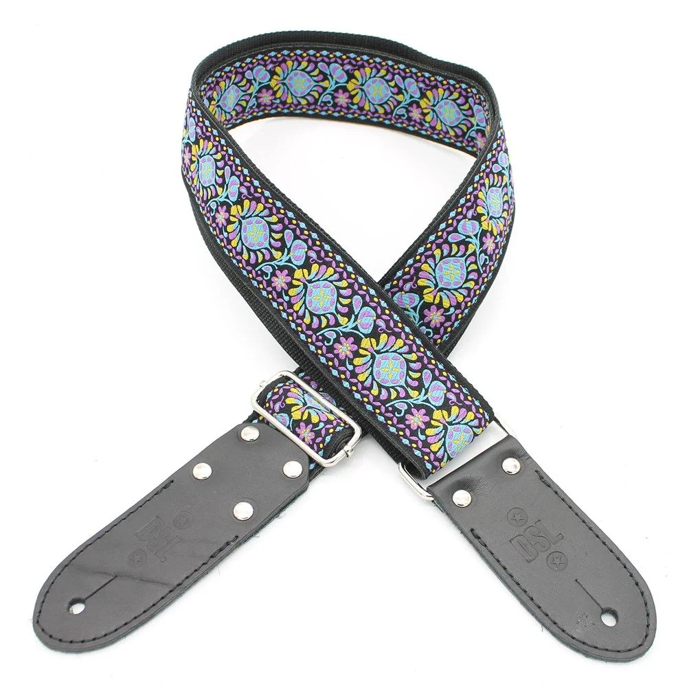 DSL JAC20 Jacquard Guitar Strap (TUK Design, Purple, 2")
