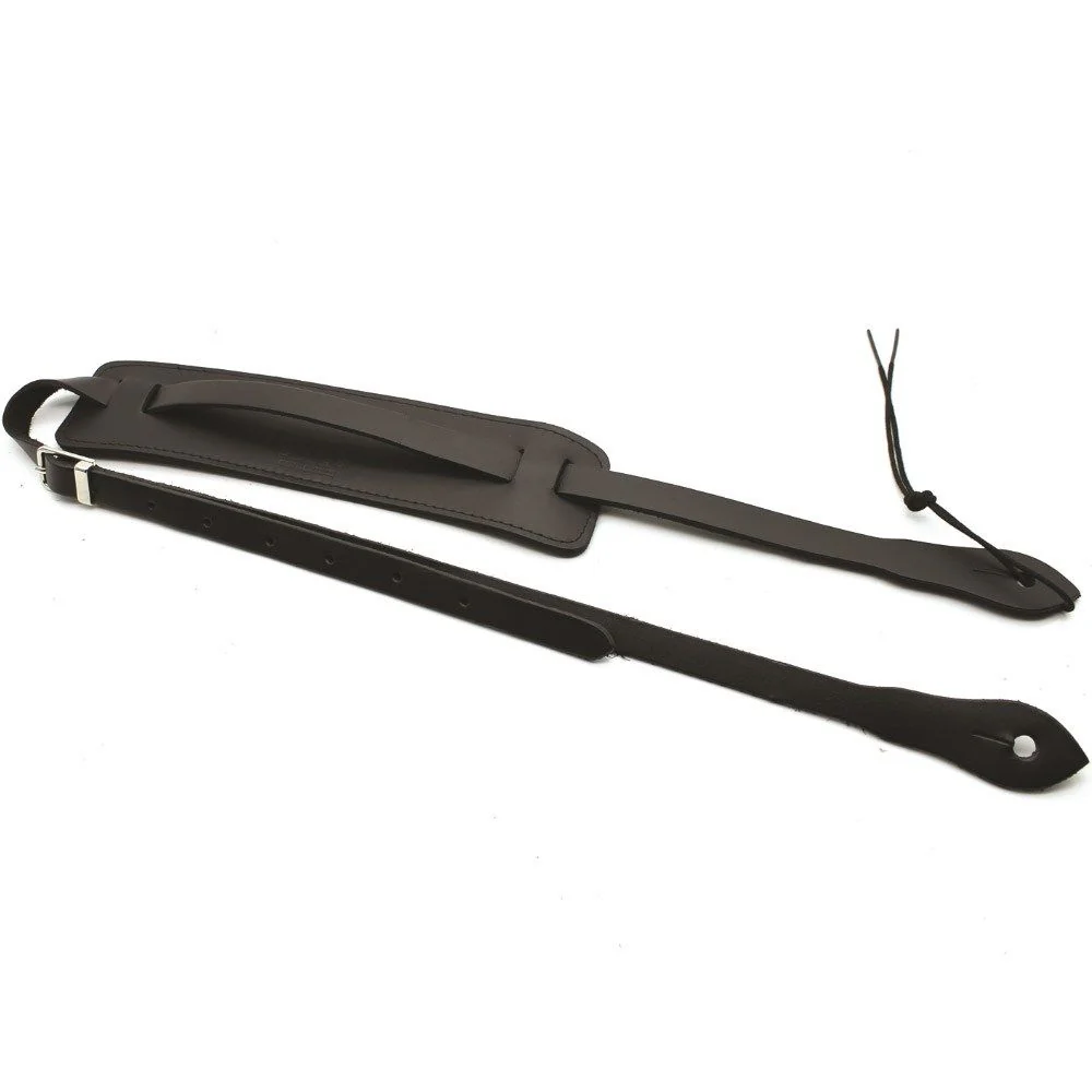 DSL Ukulele Strap (Black Leather, 3/4")