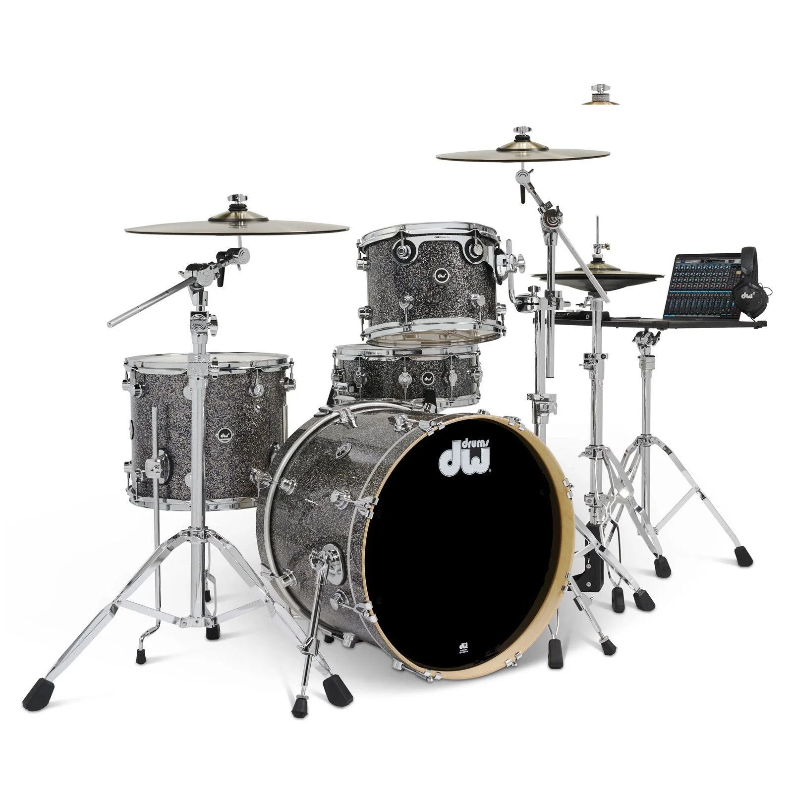 DW DWe 4-PC Electronic Drum Shell Pack & Cymbals (Black Galaxy)