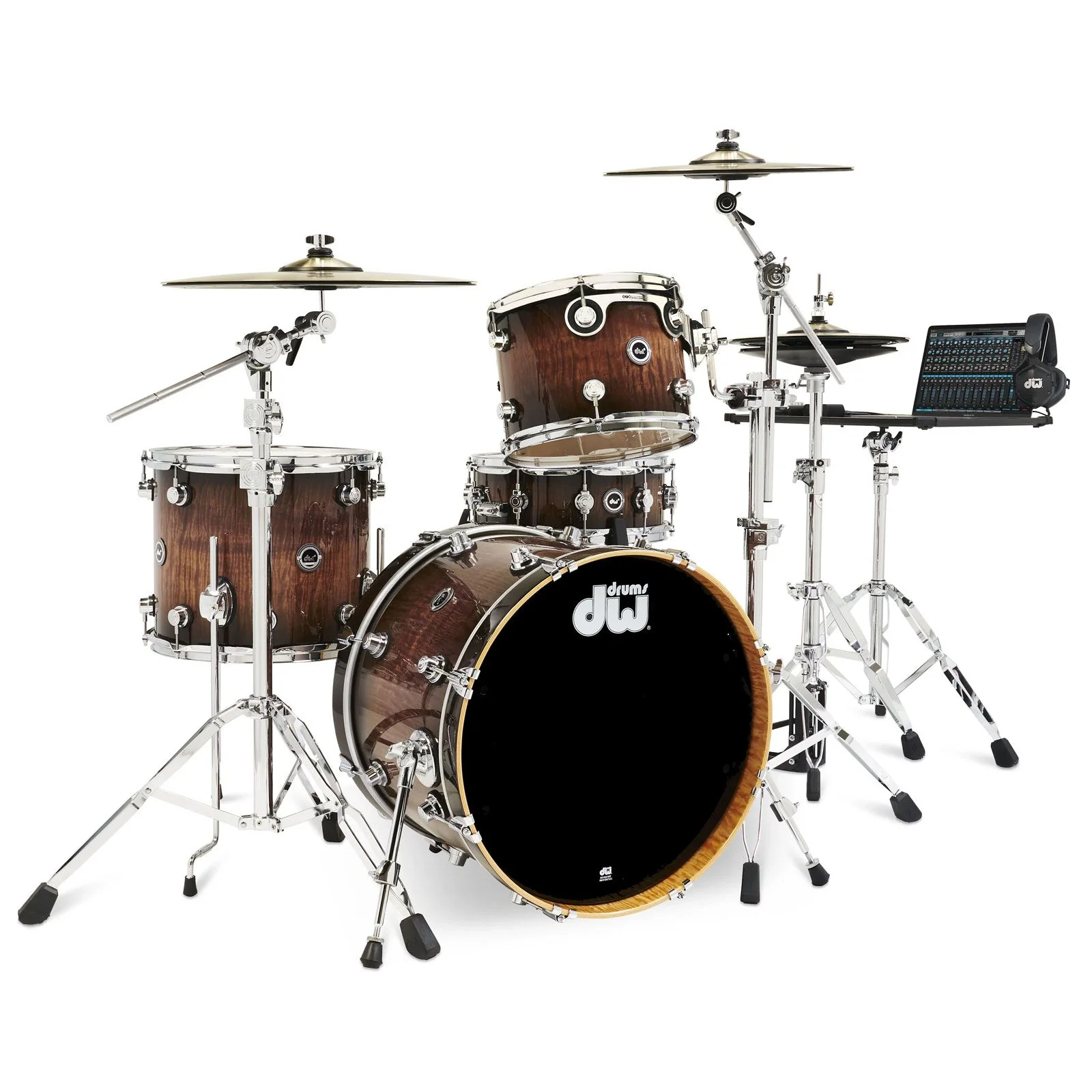 DW DWe 4pc Drum Kit with Cymbal HW Bundle (Exotic Curly Maple)