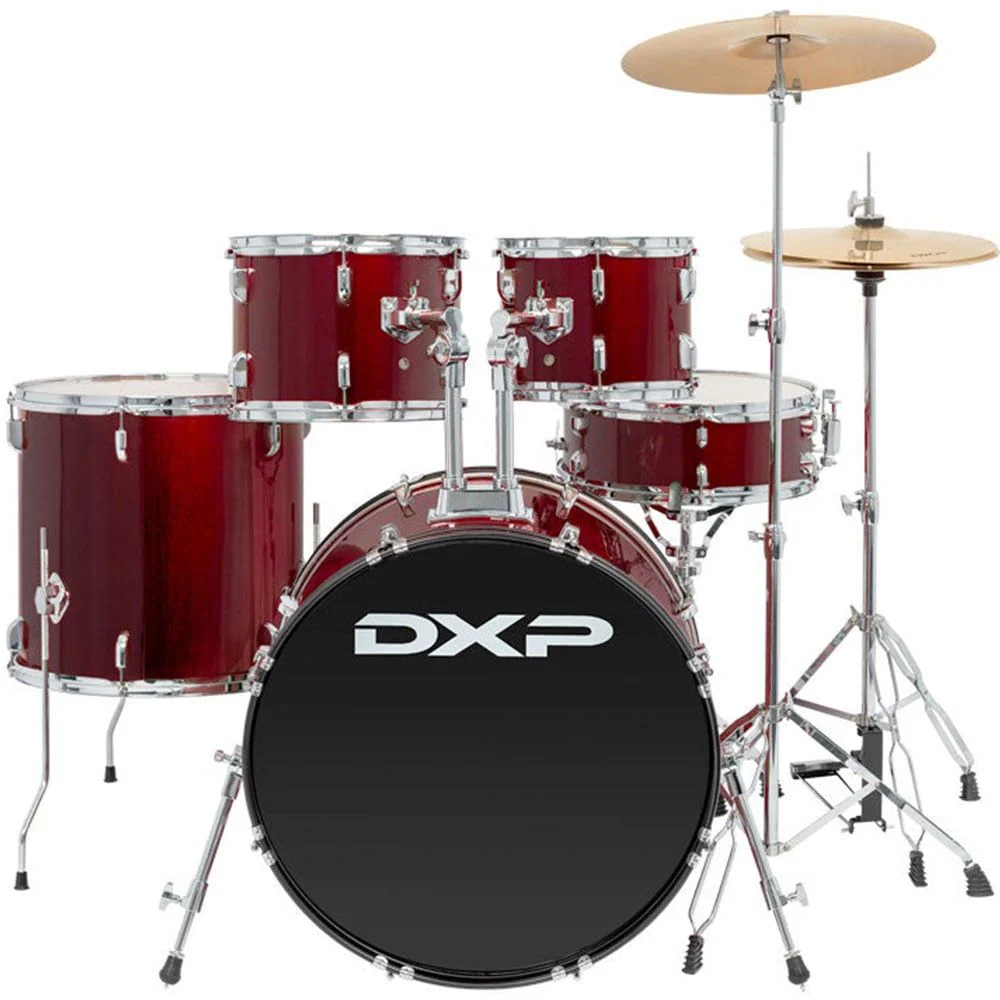 DXP Fusion Plus 22" 5-Piece Drumkit Pack w/ Cymbals & Throne (Wine Red)