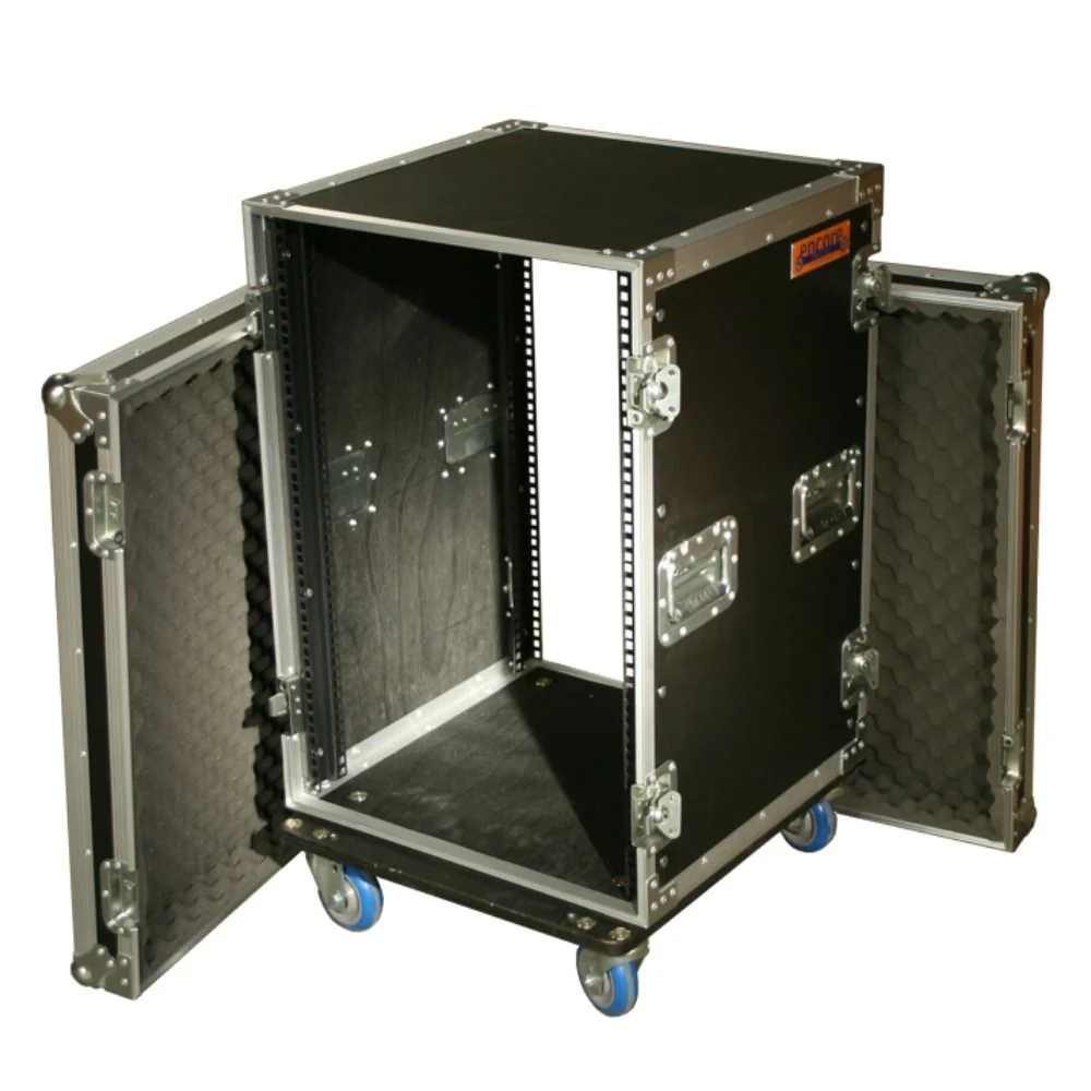 Encore Show Case RM-R16U 16RU 19" Rack Mount Case w/ Castors (Black)