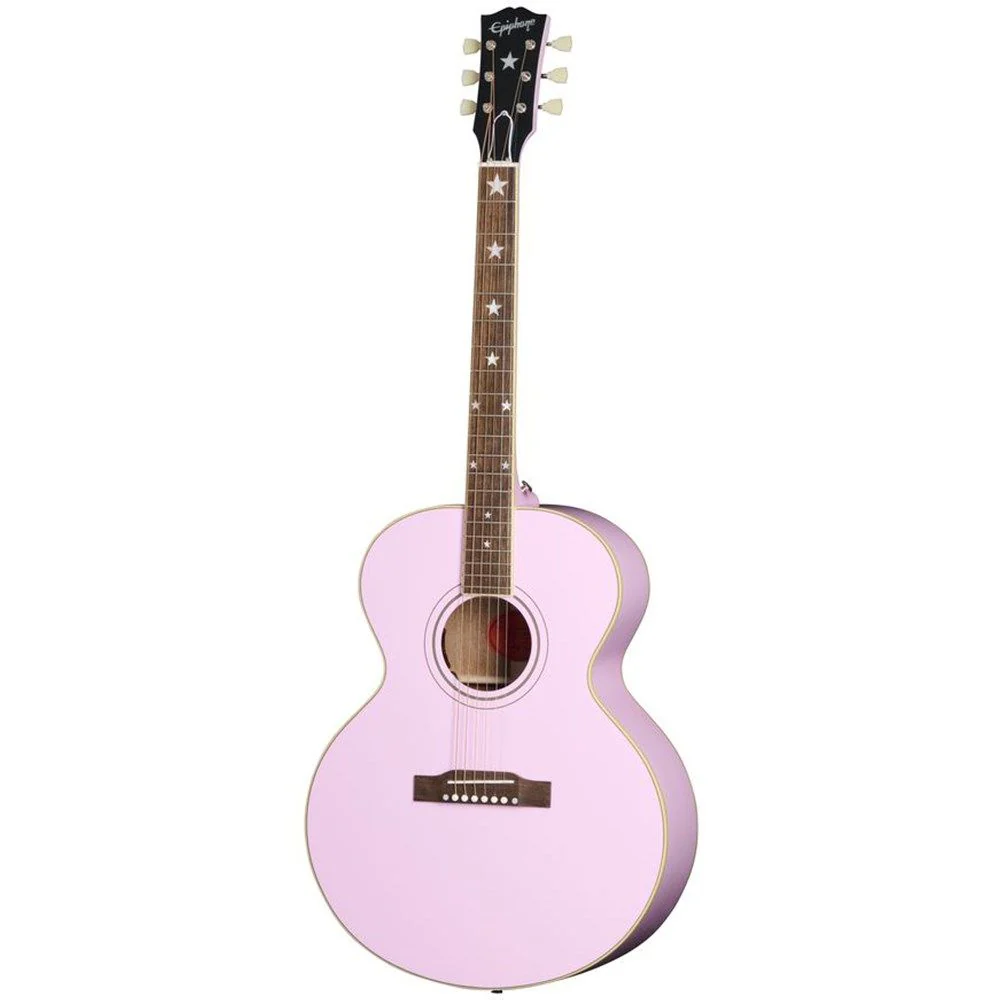 Epiphone 'Inspired By Gibson Custom' J-180 LS w/ Pickup (Pink) inc Hard Case