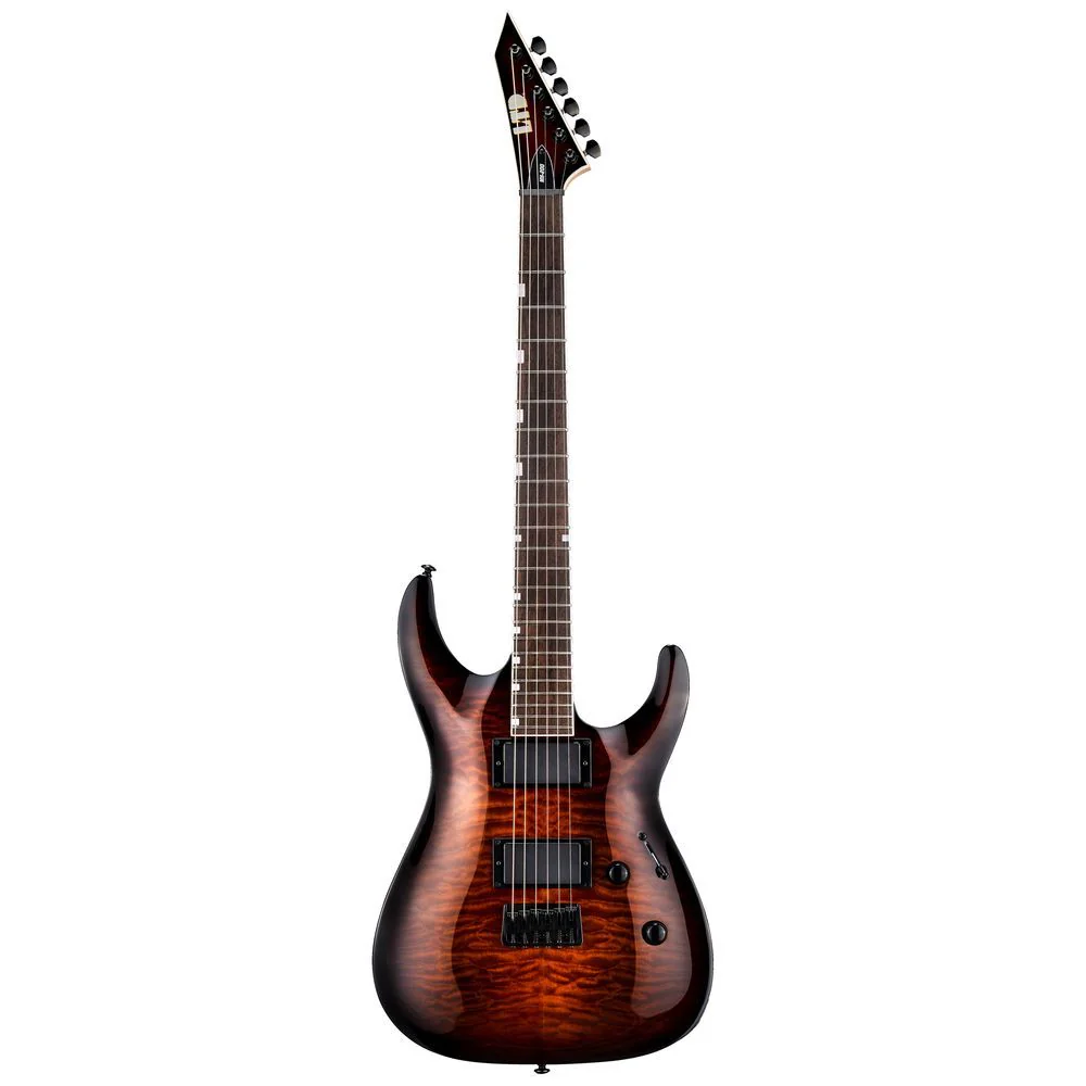 ESP LTD MH 200 HT QM Electric Guitar (Dark Brown Sunburst)