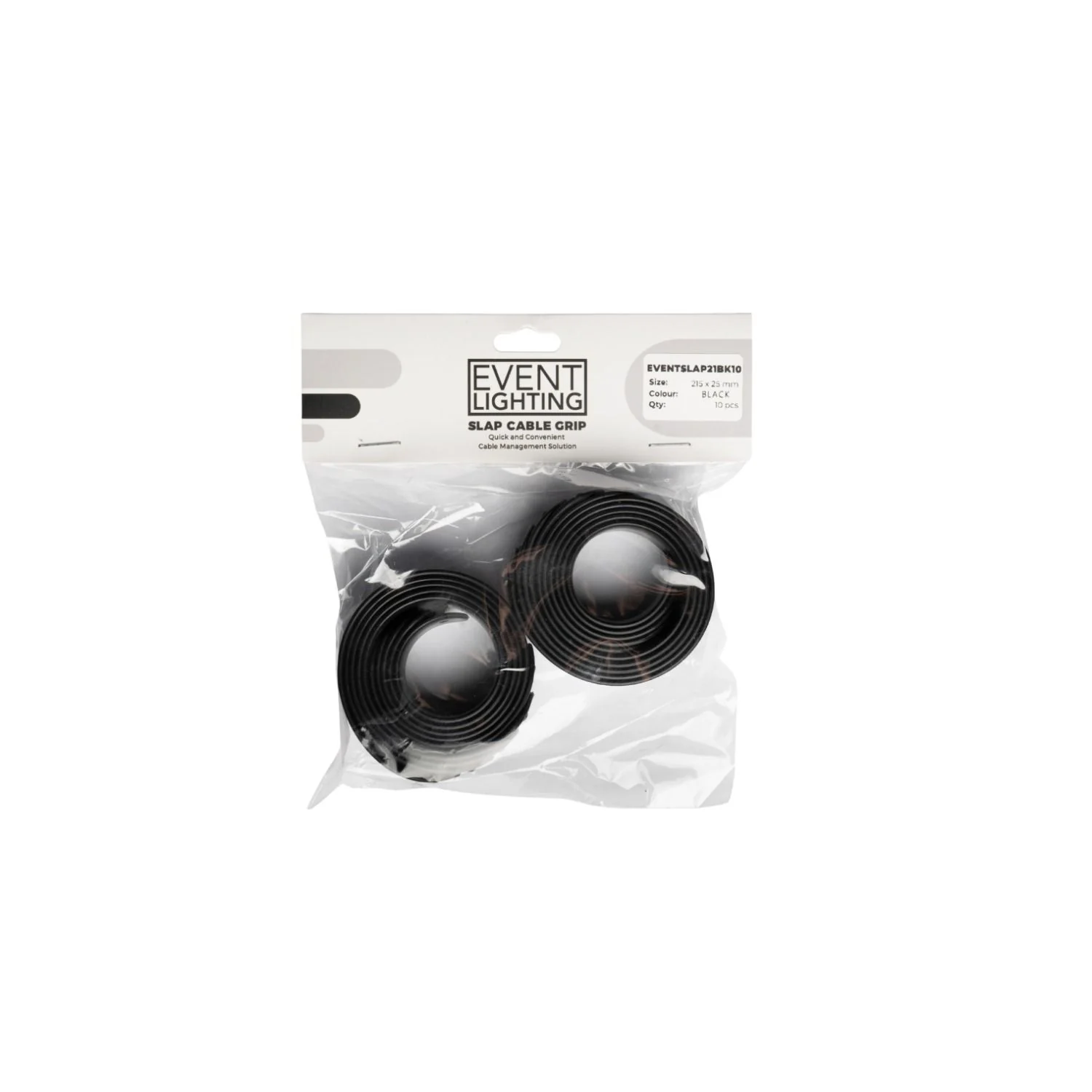 Event Lighting Slap Cable Grips Black (10 Pack) Each Grip 215 x 25mm