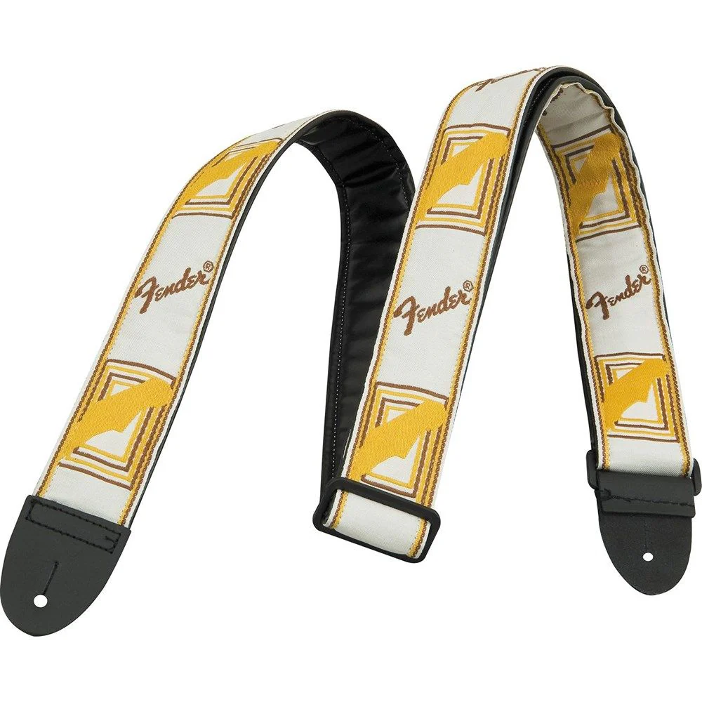 Fender 2" Monogrammed Strap (White/Brown/Yellow)