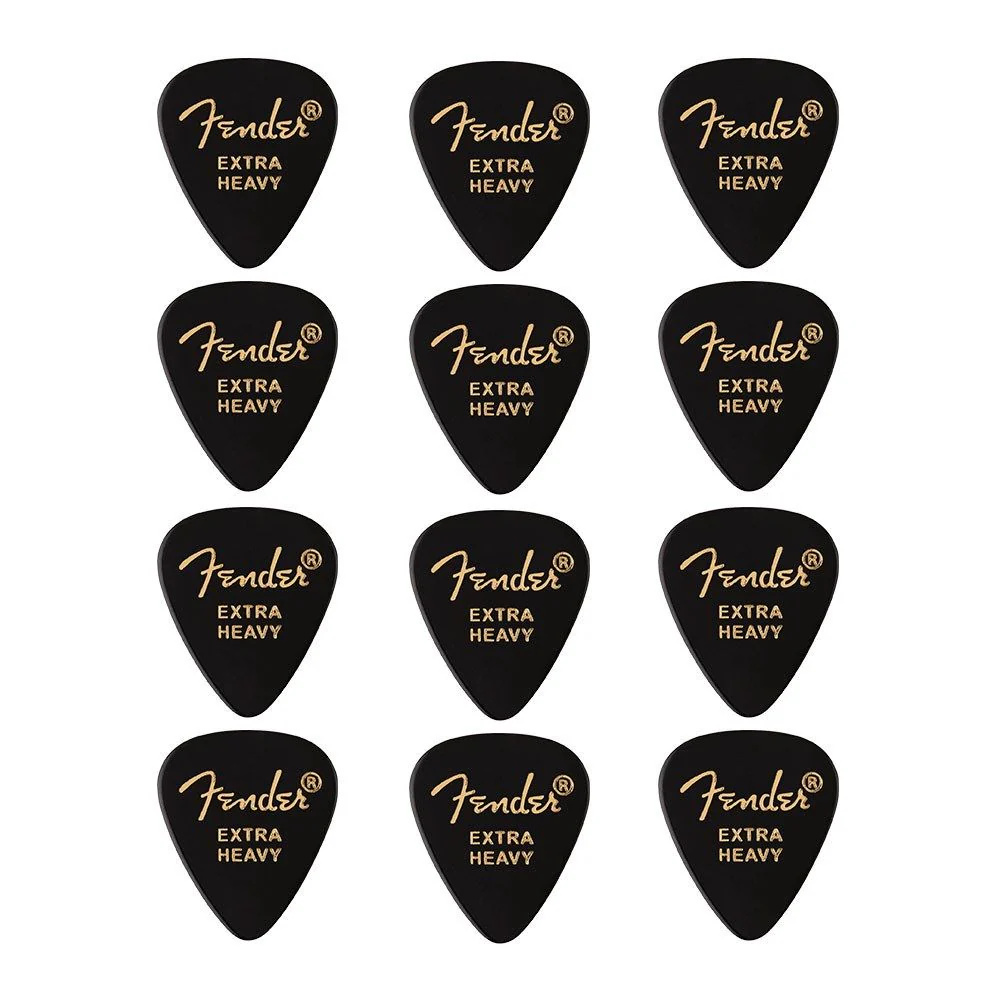 Fender 351 Shape Premium Picks 12-Pack - Extra Heavy (Black)