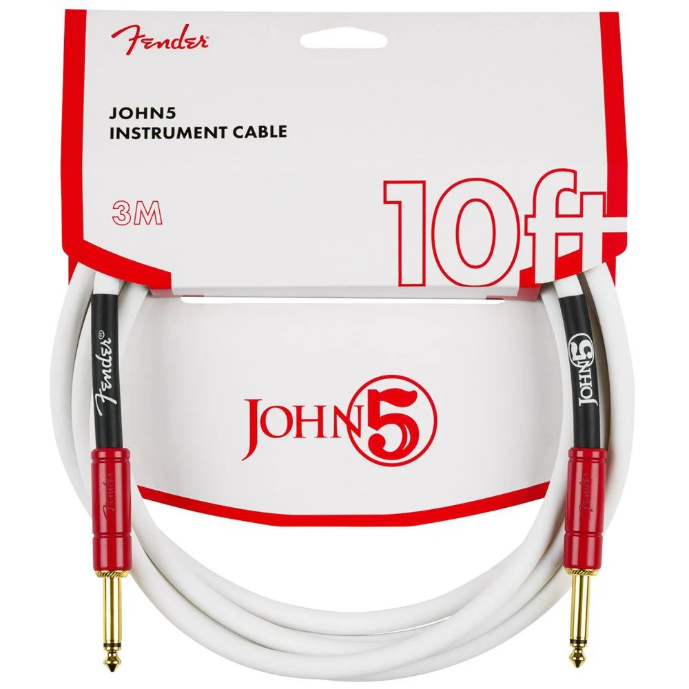 Fender John 5 10' Instrument Cable (White/Red)