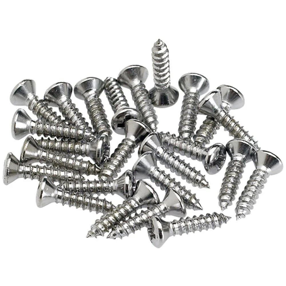 Fender Pickguard - Control Plate Mounting Screws - 24-Pack (Chrome)