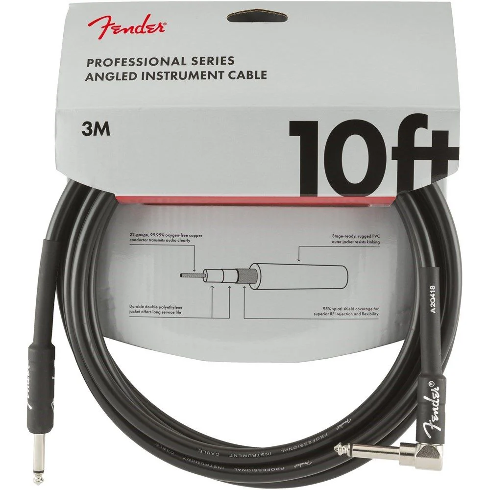 Fender Professional Series Instrument Cable Straight-Angle 10' (Black)