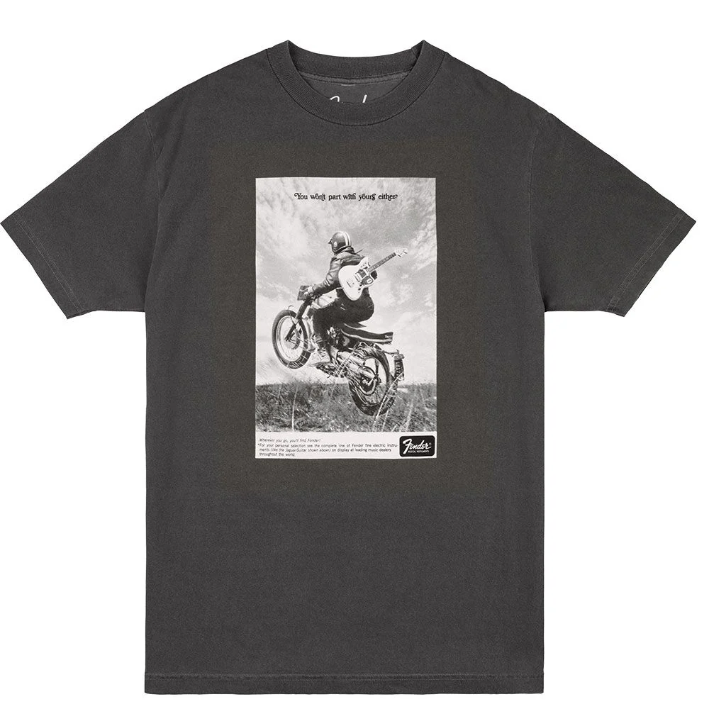 Fender Vintage Ad Motorcyle Rider Tee (Graphite) XL