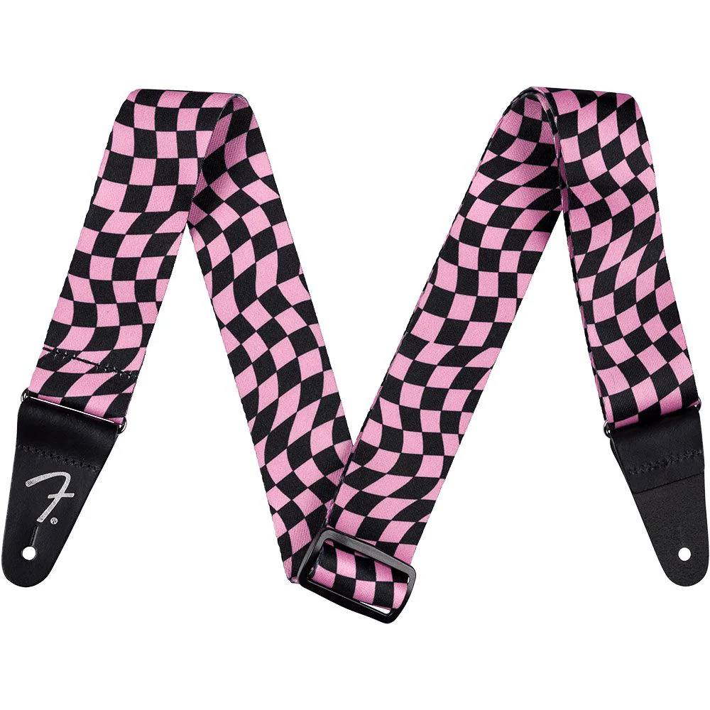 Fender Wavy Checkerboard Polyester Strap (Pink/Black)