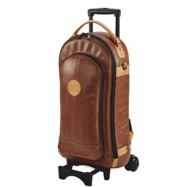 Gard Compact Triple Trumpet Wheelie Gig Bag - Leather Brown w/ Tan Trim