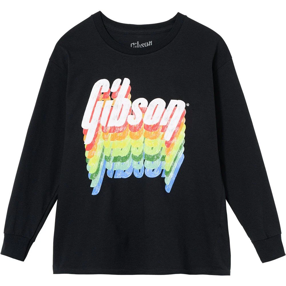 Gibson Kid'S Rainbow Logo Longsleeve Tee (Black) XL