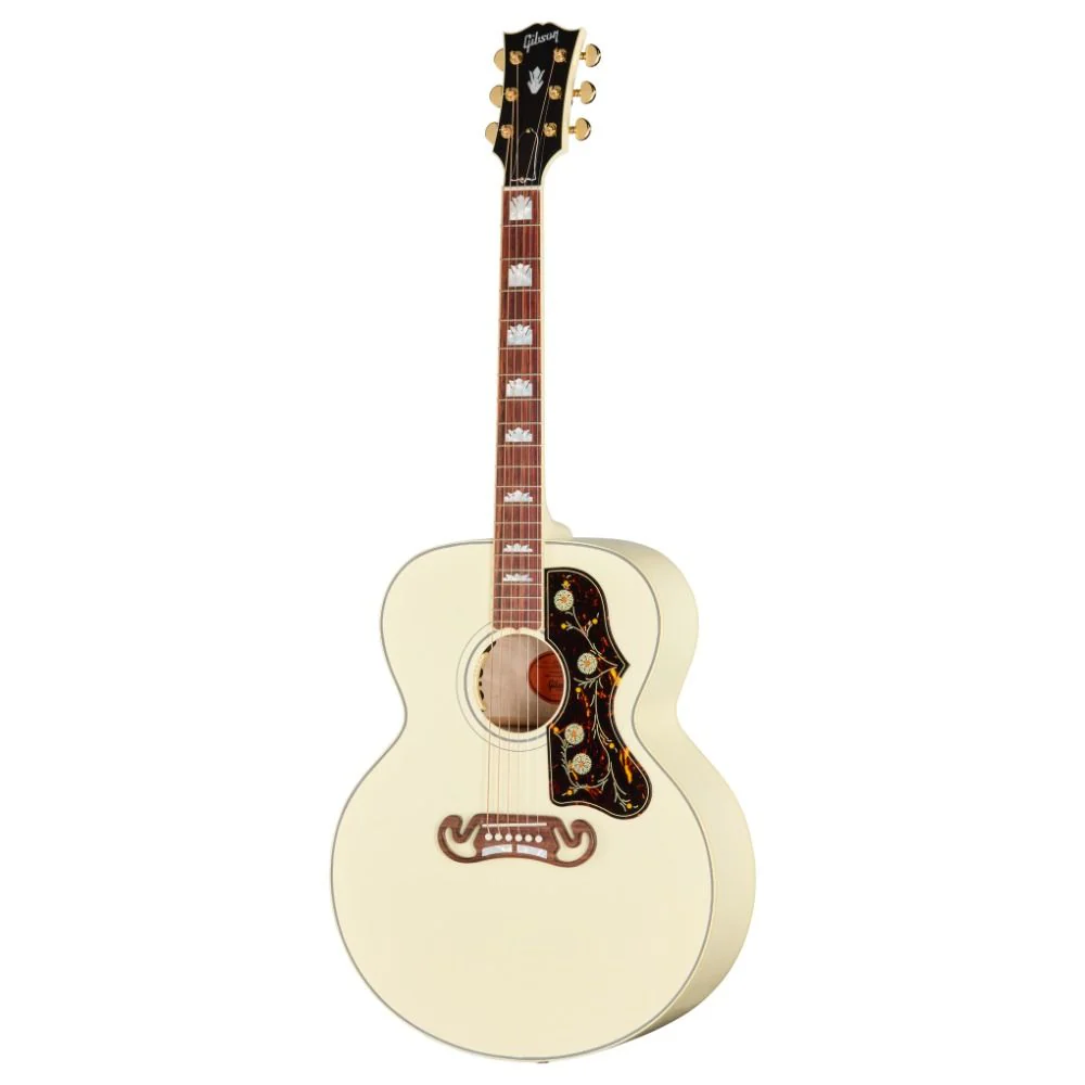 Gibson Left-Handed SJ-200 Standard Classic Acoustic Guitar (White) inc Hard Case
