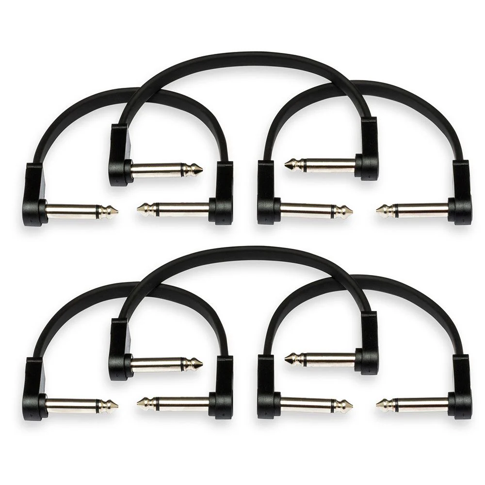 Hosa CFP606 Flat Guitar Patch Cable Low-profile Right-Angle to Same (6-Pack)