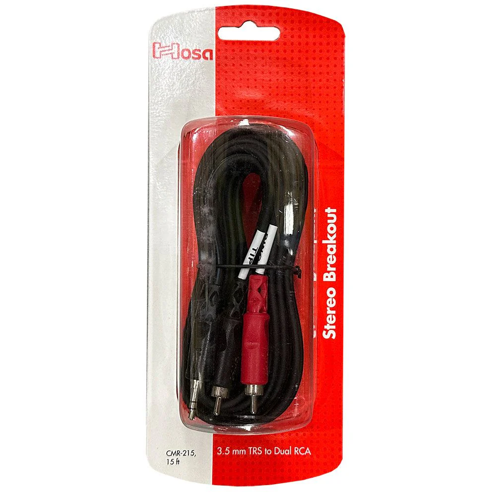 Hosa CMR215 Stereo Breakout 3.5 mm TRS to Dual RCA (15 ft)
