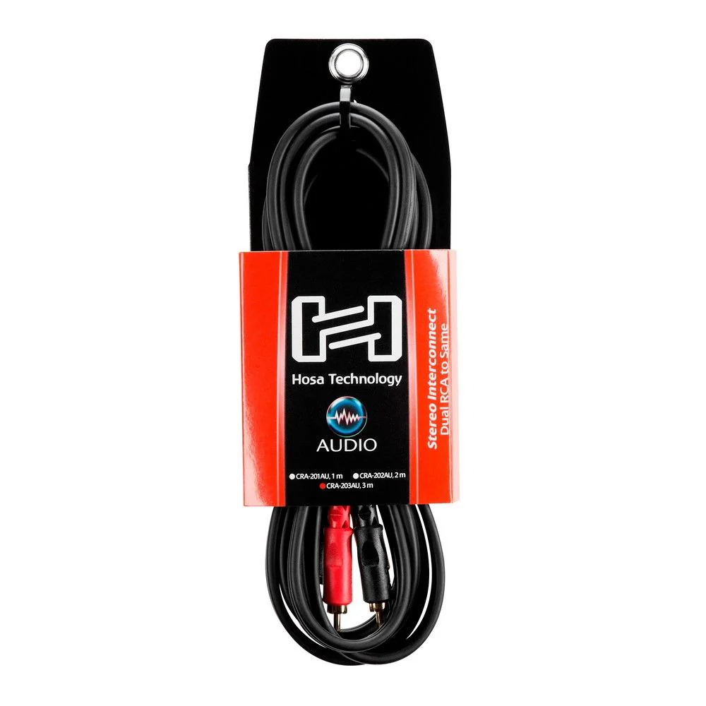 Hosa CRA203AU Stereo Interconnect Dual RCA to Same w/ Gold Plated Contacts (3m)