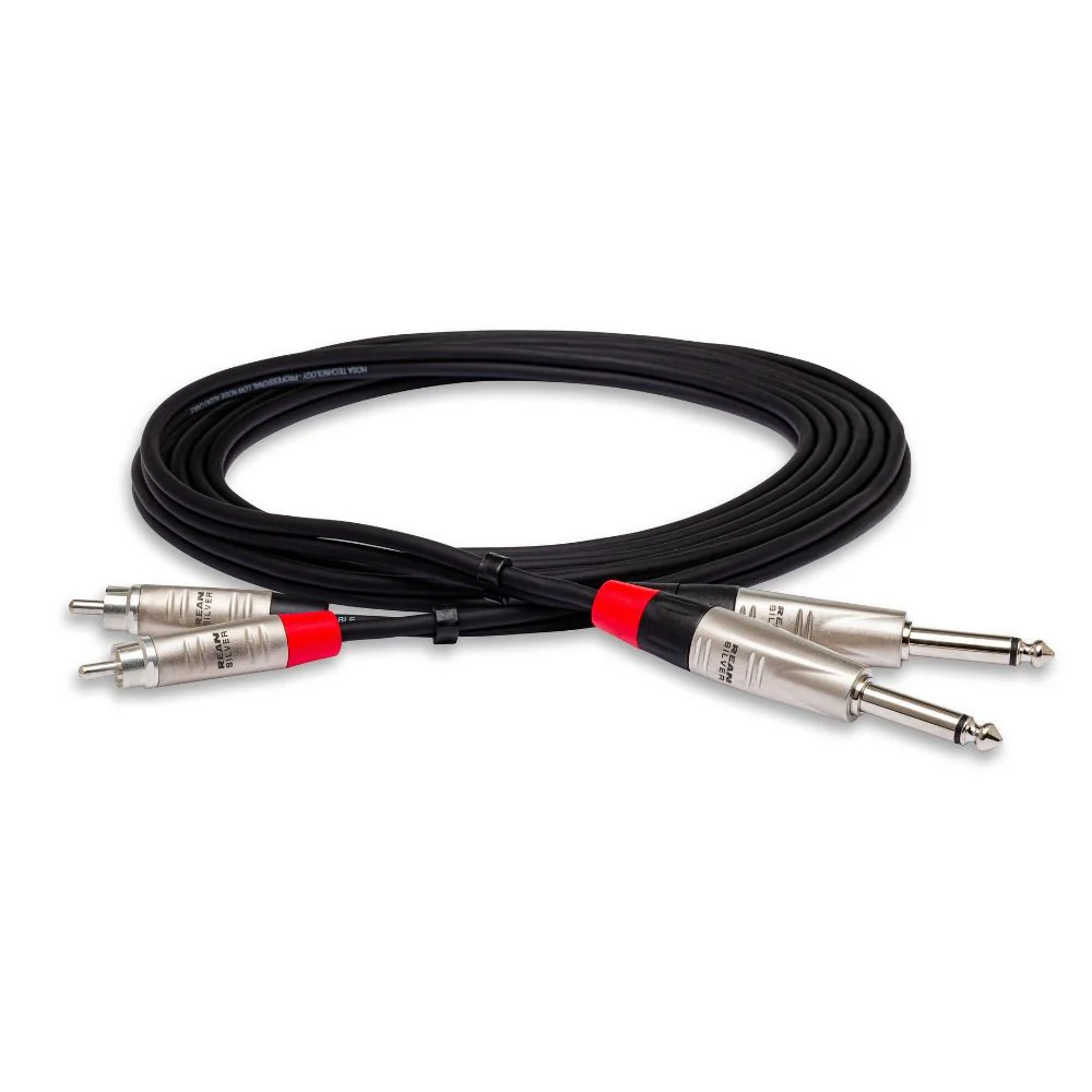 Hosa HPR020X2 Pro Stereo Interconnect Dual REAN 1/4 in TS to RCA (20 ft)