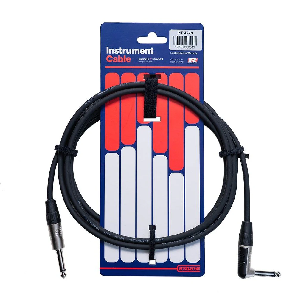 Intune Instrument Cable 3m 6.5mm TS(m) to 6.5mm TS(m) Right Angle REAN Connectors