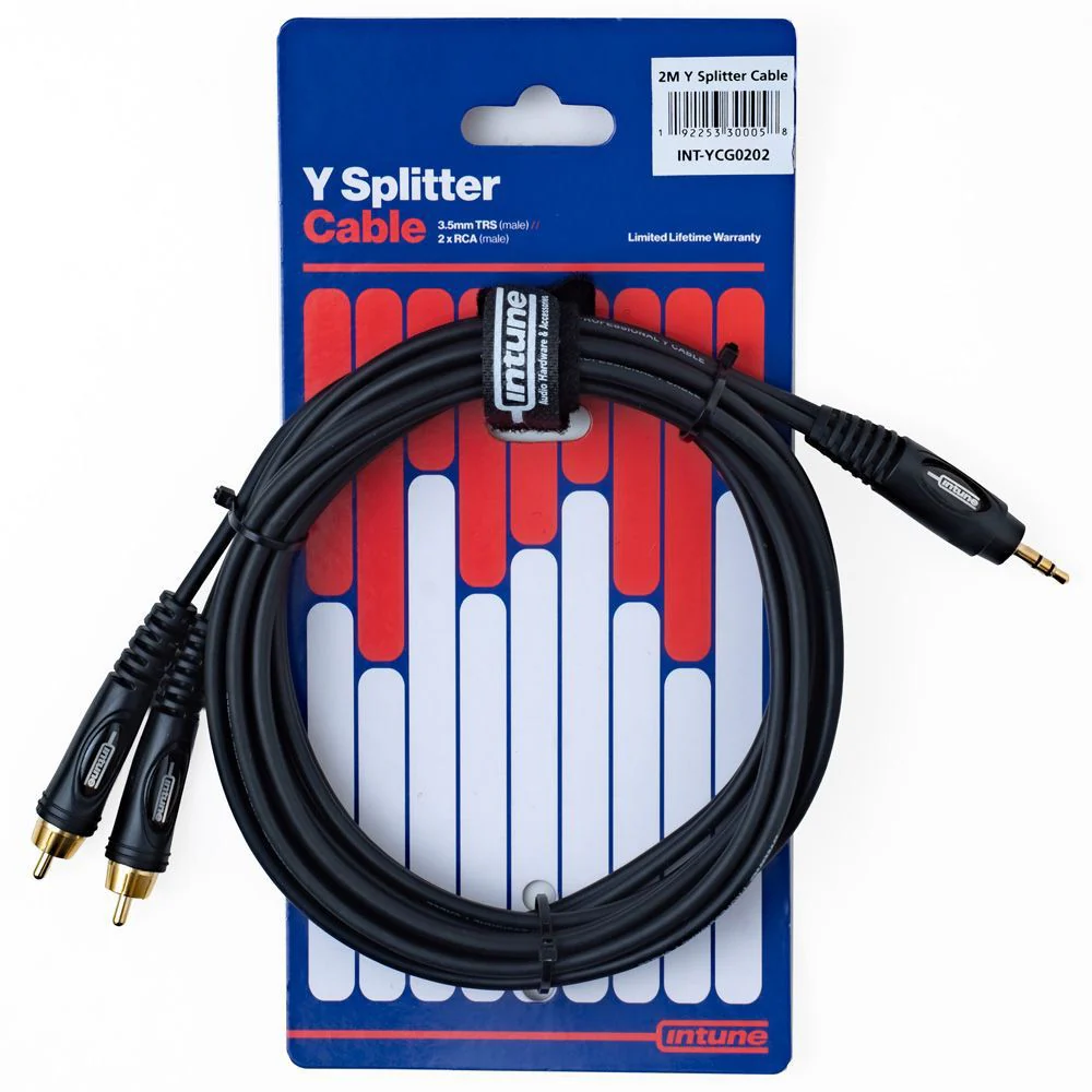 Intune Y Cable 3.5mm TRS Male to 2 x RCA Male 2m