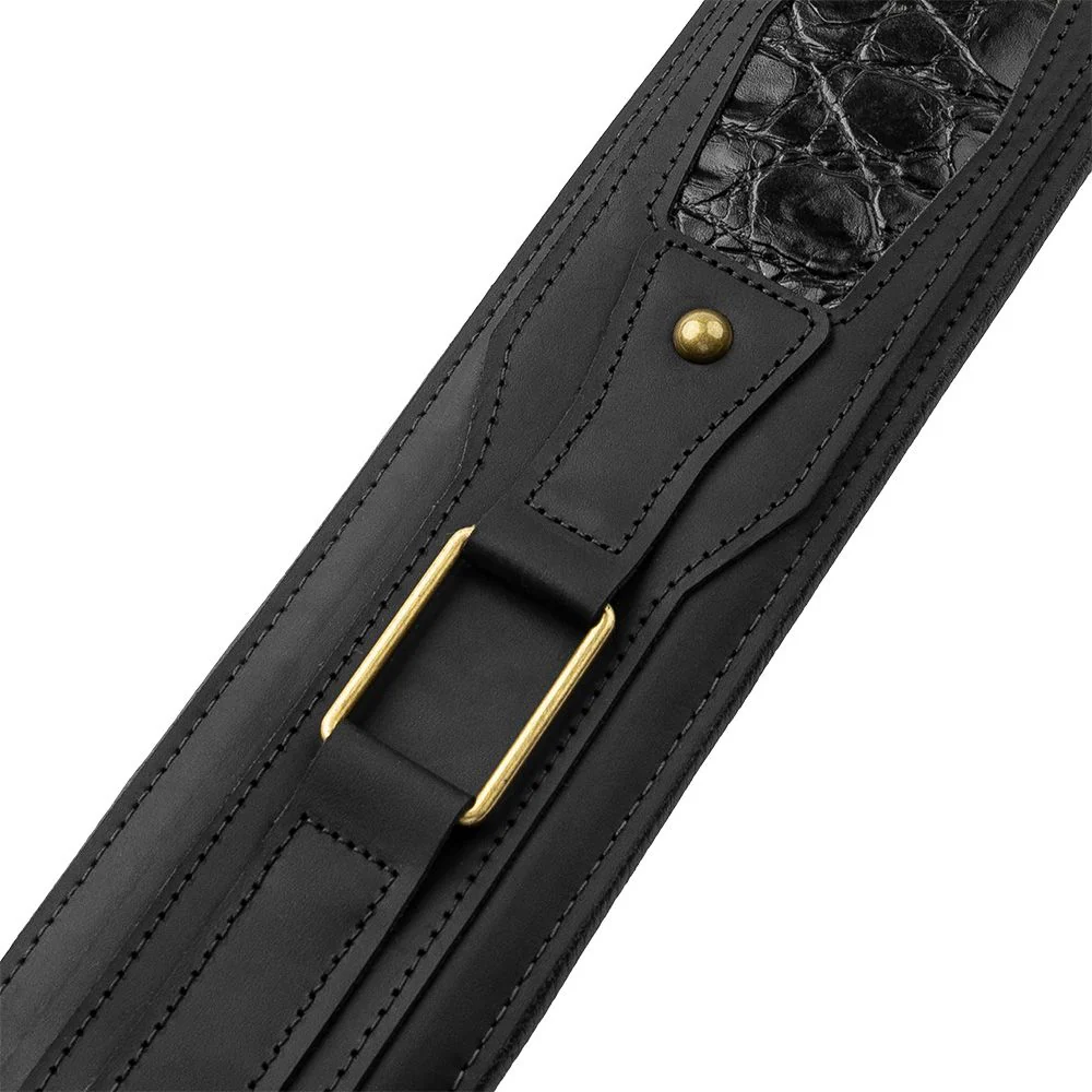 Levys Leather Guitar Strap w/ Padding & Hardware (Black)