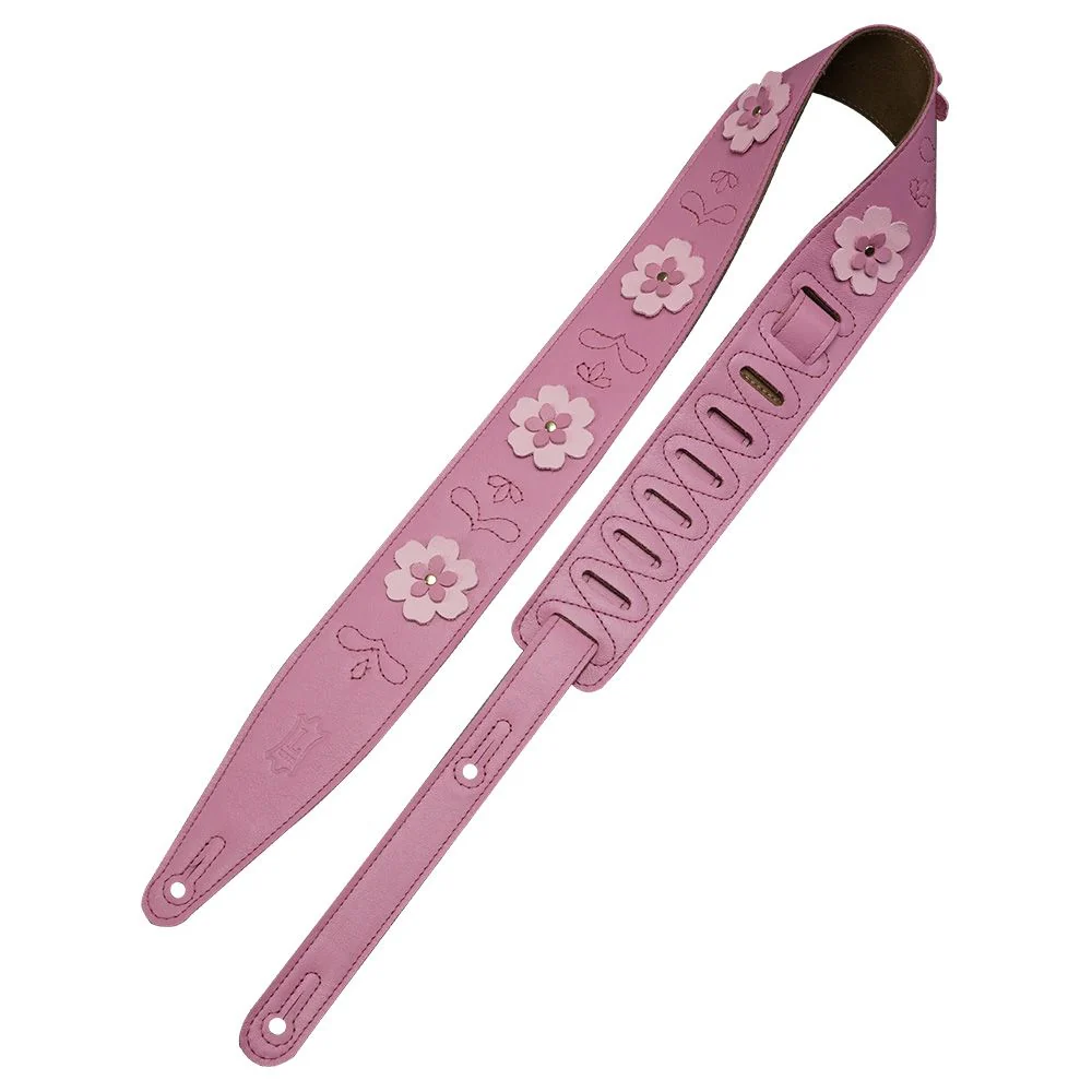 Levys Leather Strap w/ Flower Appliques 2.5" (Primrose Pink)