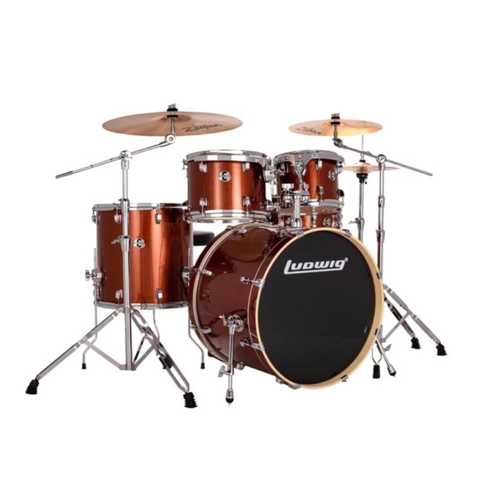 Ludwig Evolution 22" 5-Piece Drum Kit w/Hardware (Copper Sparkle)
