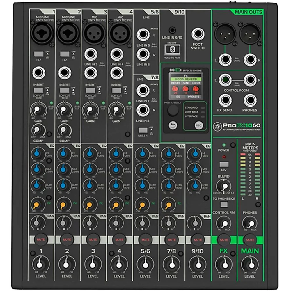 Mackie PROFX10GO 10-Channel Battery Powered Mixer w/ Bluetooth & USB Interface