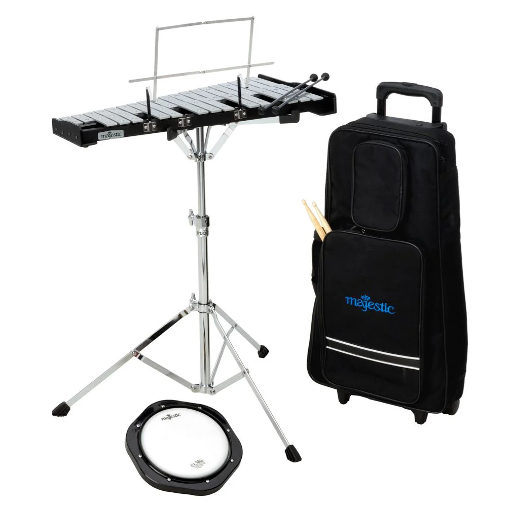 Majestic Bell Kit Series MAK32PC Glockenspiel and Practice Pad Kit w/ Roll Cart