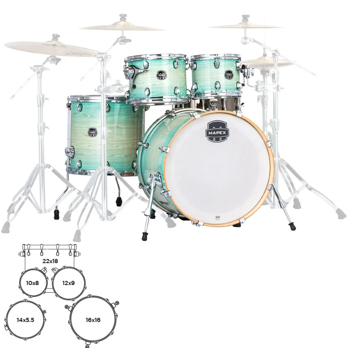 Mapex Armory Series AR529SUM 5Piece JazzRock Ultramarine Drum Shell Kit