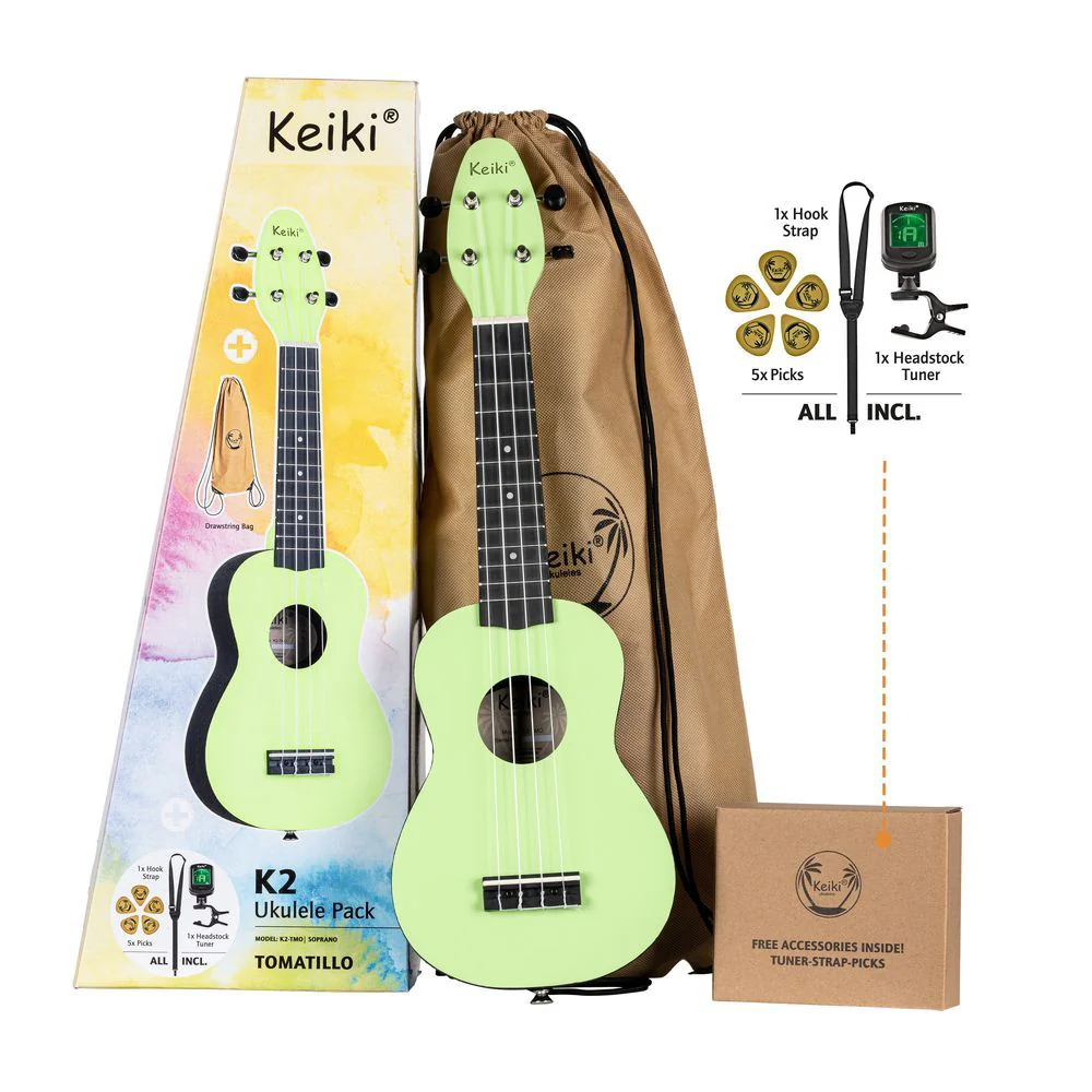Ortega Keiki K2 Series Soprano Ukulele Pack (Tomatillo)