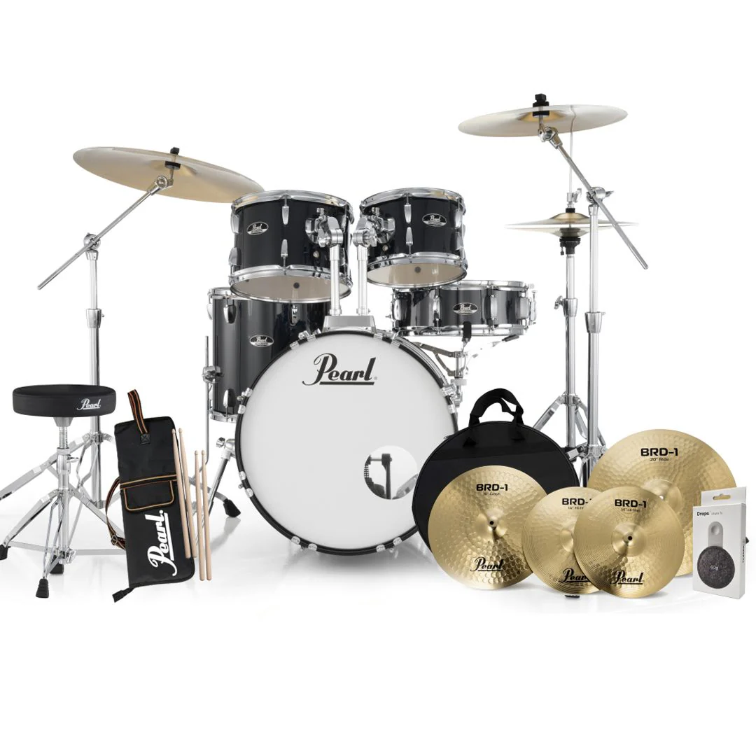 Pearl Roadshow 5pc 20" Fusion Drumkit w/ HW Cymbals & Throne (Jet Black)