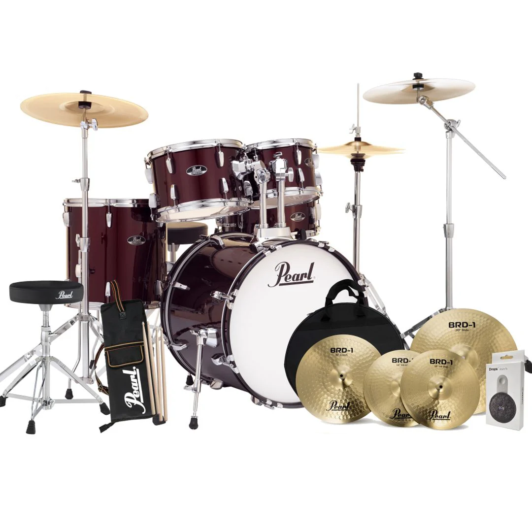 Pearl Roadshow 5pc 20" Fusion Drumkit w/ HW Cymbals & Throne (Red Wine)