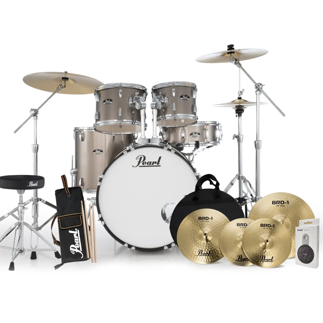 Pearl Roadshow 5pc 22" Fusion Plus Drumkit w/ HW Cymbals & Throne (Bronze Metallic)