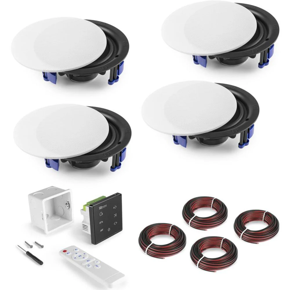 Power Dynamics Powerline A100B Set In-Wall Audio Amplifier w/ 4 Ceiling Speakers