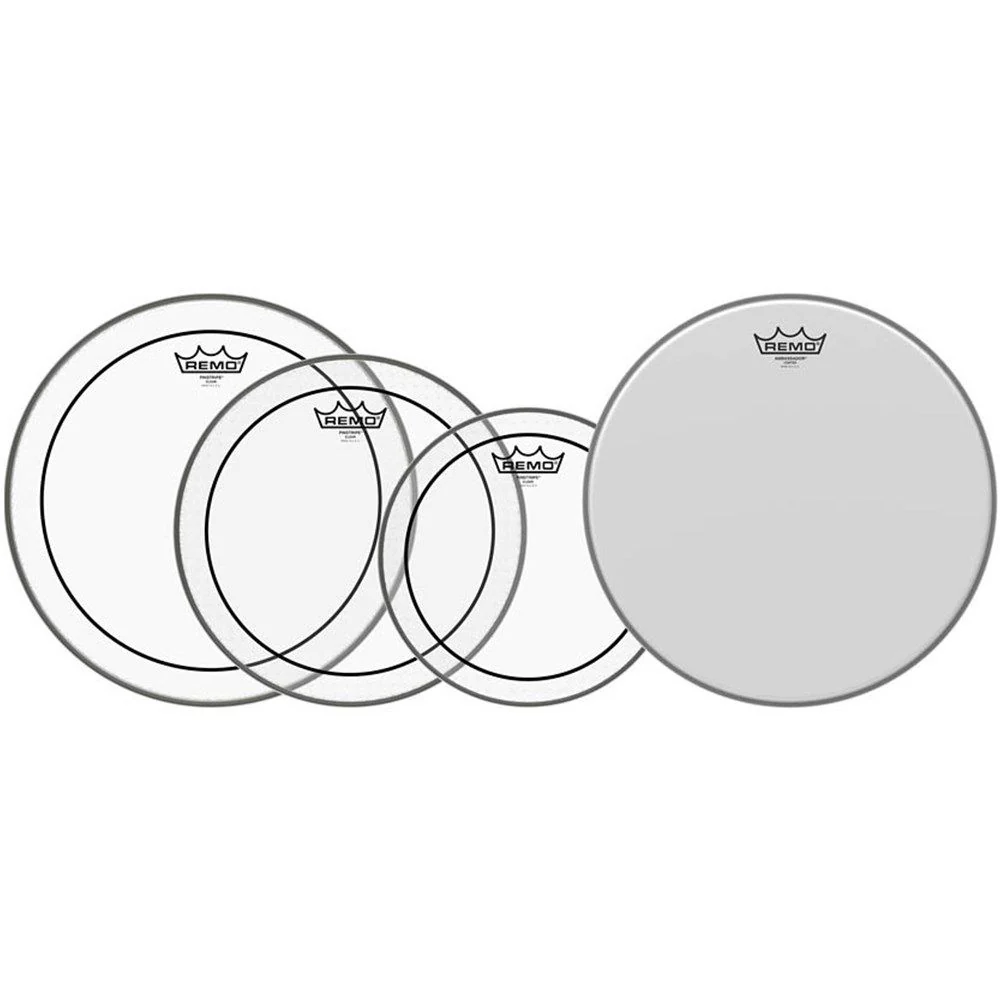 Remo PP-0110-PS Pinstripe Clear Fusion Pro Pack w/ 10" 12, 14" & Free 14" Amb Coated