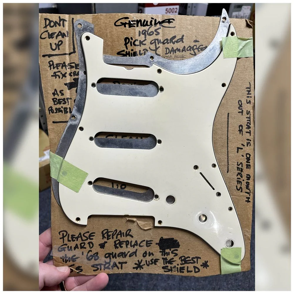 Secondhand Fender Genuine 1965 Strat Pickguard Parchment w/Shielding