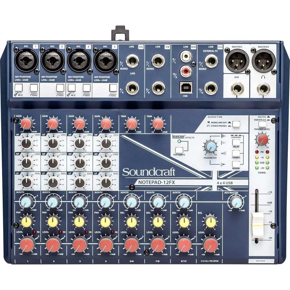 Soundcraft Notepad 12FX Small Format Analog Mixing Console w/ USB I/O & Lexicon FX