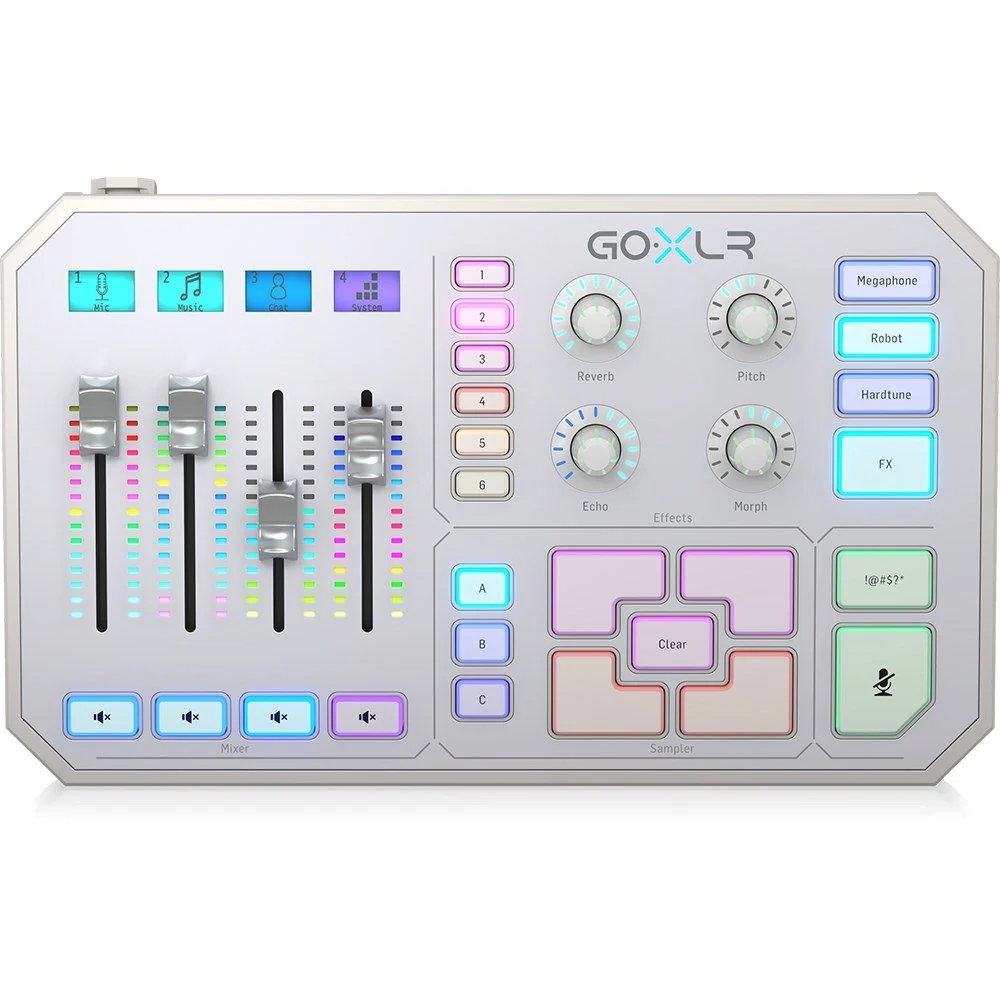 TC Helicon Go XLR 4-Channel Broadcast Mixer w/ Motorized Faders & FX (White)
