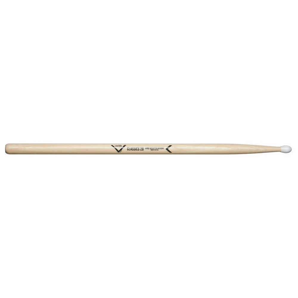 Vater VHC2BN Classics 2B American Hickory Nylon Tip Drumsticks (Pair)